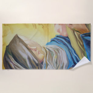 Serviette De Plage Notre Dame du Silence tenant le bébé Jésus