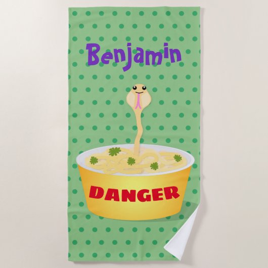 Serviette De Plage Nouilles amusantes humour serpent dessin de dessin (Devant)