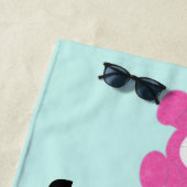 Serviette De Plage Nounours dans les couleurs arc-en-ciel Personnalis (En situation)
