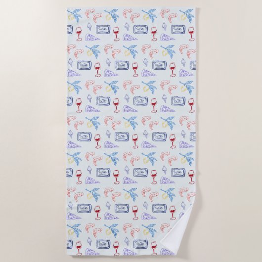 Serviette De Plage Nourriture côtière italienne (Devant)