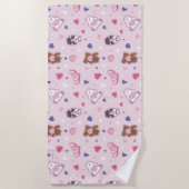 Serviette De Plage Nous les ours nus - Valentine Hearts Motif (Devant)
