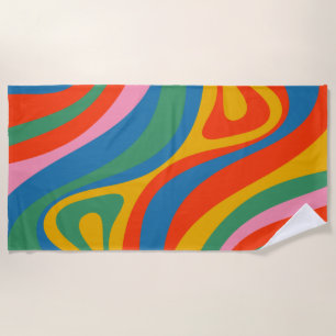Serviette De Plage Nouveau Motif Abstrait coloré Groove Retro Trippy