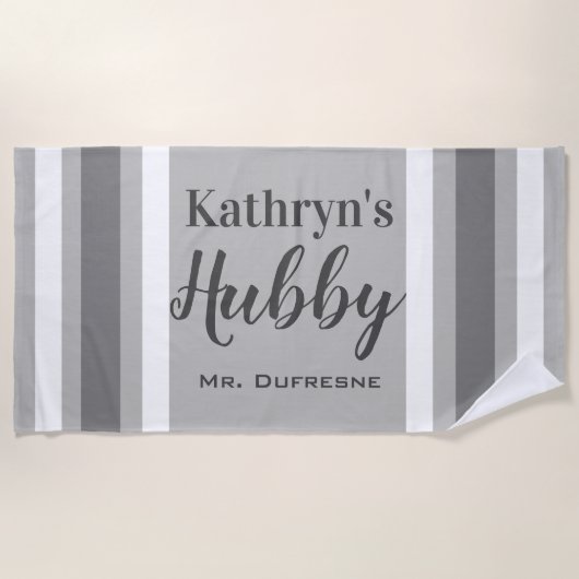 Serviette De Plage Nouveaux mariés personnalisés "Hubby" (Devant)