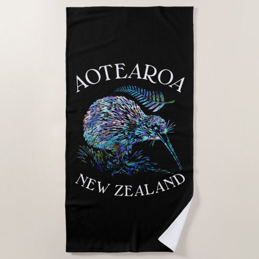 SERVIETTE DE PLAGE NOUVELLE ZÉLANDE KIWI PAUA PLAGE SERVIETTE (Devant)