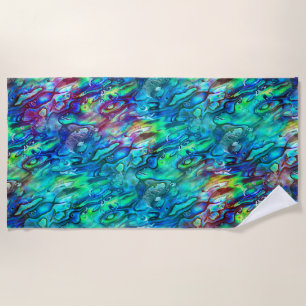 Serviette De Plage Nouvelle-Zélande Motif de coquille d'ormeau Paua 1