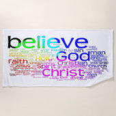 Serviette De Plage Nuage de mots chrétiens (Devant)