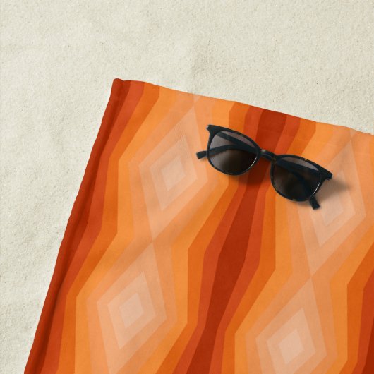 Serviette De Plage Nuances D'Art Abstrait Géométrique Orange (En situation)