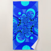 Serviette De Plage Nuances de bleu moderne art fractal Abstrait (Devant)