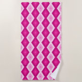 Serviette De Plage Nuances de motif de diamant fuchsia (Devant)