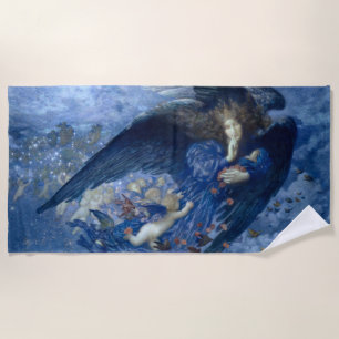 Serviette De Plage Nuit avec son Train des Etoiles (Ange avec Cherubs