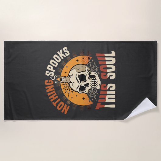 Serviette De Plage Nuit de squelette courageux d'Halloween (Devant)