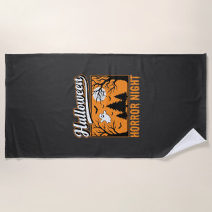 Serviette De Plage Nuit d'horreur d'Halloween Forêt Fantôme Rétro