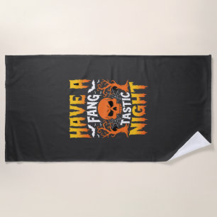 Serviette De Plage Nuit Fang-Tastique Halloween Crâne et Chauves-sour