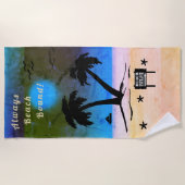 Serviette De Plage Nuit restante sur la plage Bleu B (Devant)