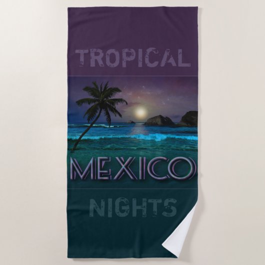 Serviette De Plage Nuit sur la plage de Mexico (Devant)