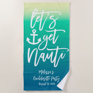 Serviette De Plage Obtenez Nauti Nautical Bachelorette Dégradé Bleu