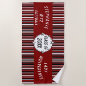 Serviette De Plage Obtention du diplôme rouge et noire d'école (Devant)