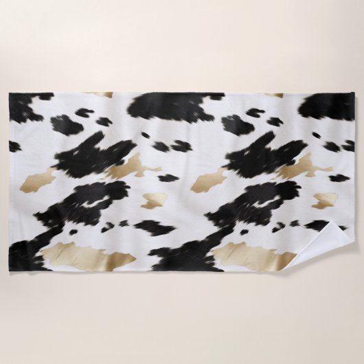 Serviette De Plage Occidental Noir Blanc Glam Or Cowhal (Devant)