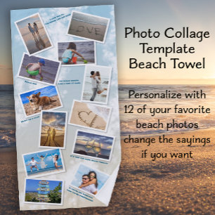 Serviette De Plage Ocean Beach Photo Collage Template
