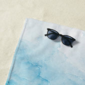 Serviette De Plage Océan bleu aquarelle abstrait (En situation)