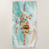 Serviette De Plage Ocean Cocktails Fruits tropicaux Bachelorette Part (Devant)