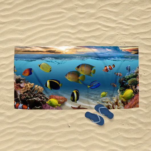 Serviette De Plage Océan Corail Reef Poisson tropical