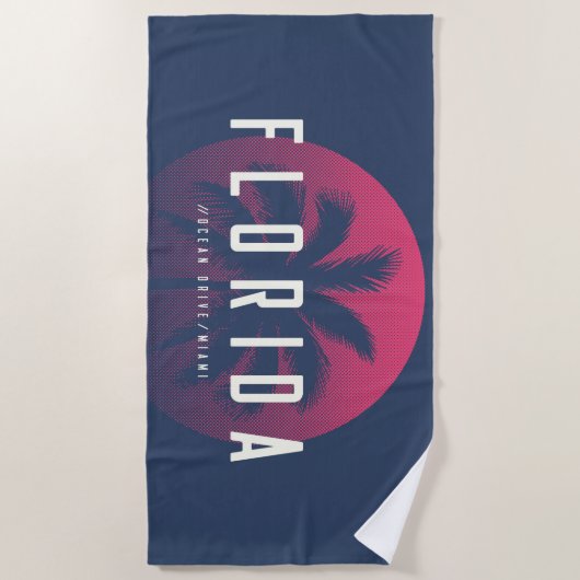 Serviette De Plage Ocean Drive Miami Floride (Devant)