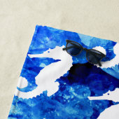 Serviette De Plage Ocean Hues White Seahores (En situation)