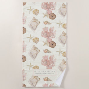 Serviette De Plage Océan Nautique Corail Starfish Sea Shell Aquarelle