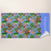 Serviette De Plage Ocean Sea Shell Starfish Homard Feuilles tropicaux (Devant)