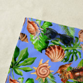Serviette De Plage Ocean Sea Shell Starfish Homard Feuilles tropicaux (En situation)