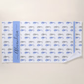 Serviette De Plage Ocean Seahorse Tropical bleu gris (Devant)