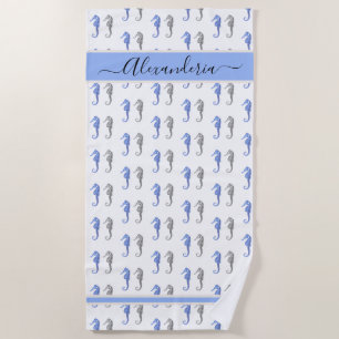 Serviette De Plage Ocean Seahorse Tropical bleu gris
