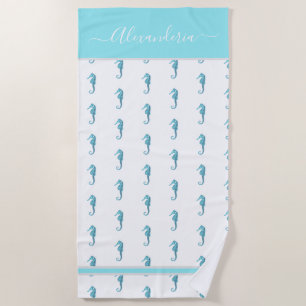 Serviette De Plage Ocean Seahorse Tropical Turquoise Blue Beach Towne