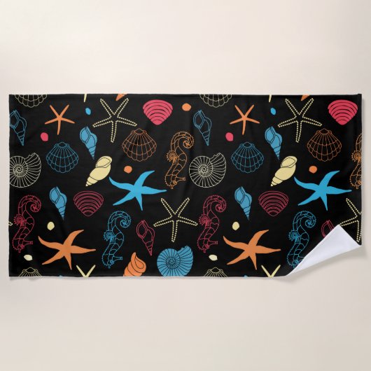 Serviette De Plage Ocean Seashs Starfish & Seahorse Sea Life (Devant)