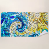 Serviette De Plage Ocean Wave Sun mosaïque art (Devant)