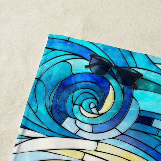 Serviette De Plage Ocean Wave Sun mosaïque art (En situation)