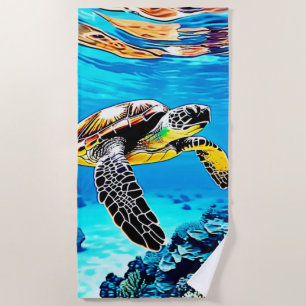 Serviette De Plage Ocean's Embrace : Voyage de la tortue de mer