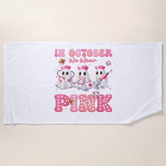 Serviette De Plage Octobre Porter Pink Boo Infirmière Halloween Costu (Devant)