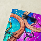 Serviette De Plage Octopus aquarelle avec nom personnalisé (En situation)