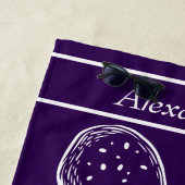 Serviette De Plage Octopus blanc marine moderne océan violet (En situation)