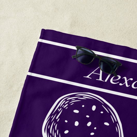 Serviette De Plage Octopus blanc marine moderne océan violet (En situation)