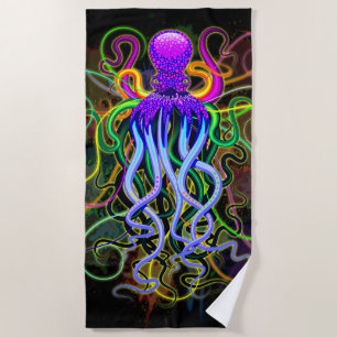 Serviette De Plage Octopus Luminescence psychédélique