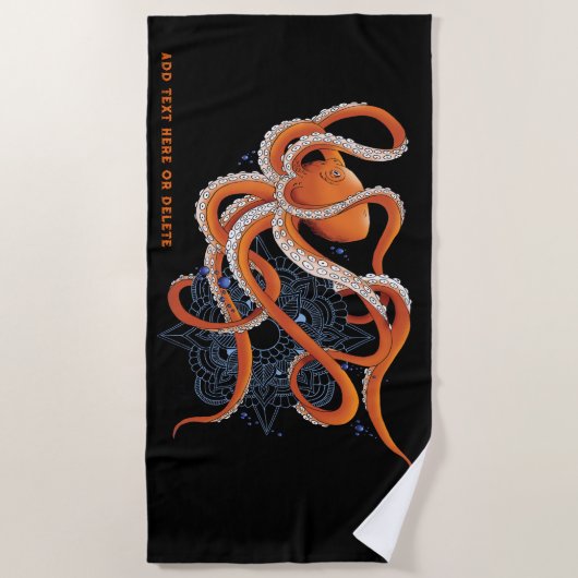 Serviette De Plage Octopus Orage Mandala Bleu (Devant)