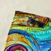 Serviette De Plage Octopus rose pourpre avec nom personnalisé (En situation)