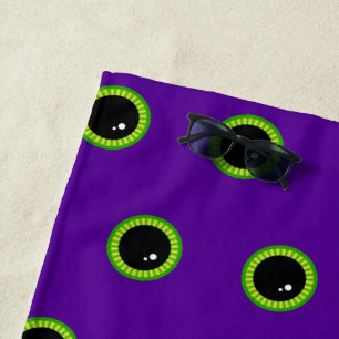 Serviette De Plage Oeil de monstre vert et violet amusant