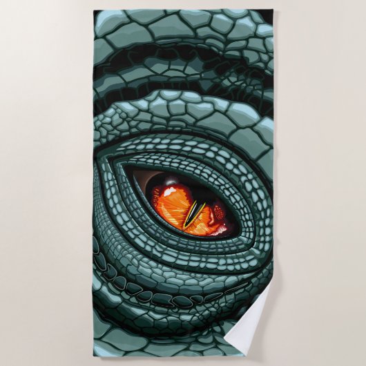 Serviette De Plage Œil de prédateur reptile primal (Devant)