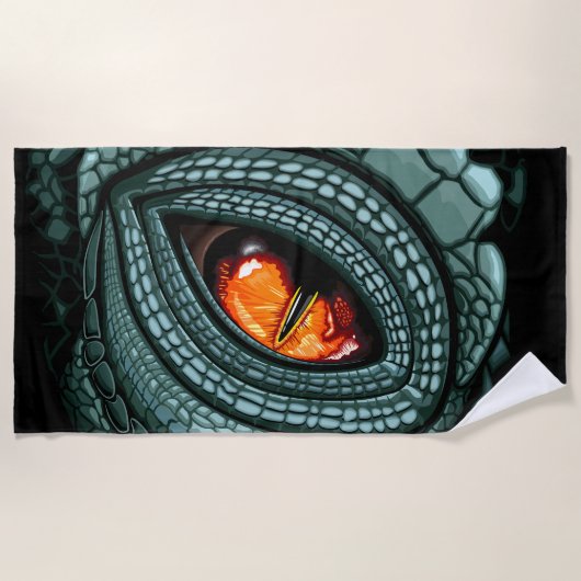 Serviette De Plage Œil de prédateur reptile primal (Devant)