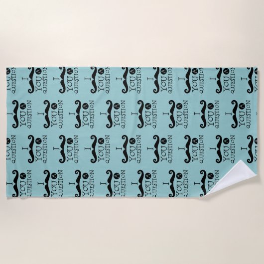 Serviette De Plage Oeuf Robin noir Humour Moustache bleu (Devant)