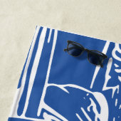 Serviette De Plage OEuvre d'art moderne Bleu Botanique Florale (En situation)